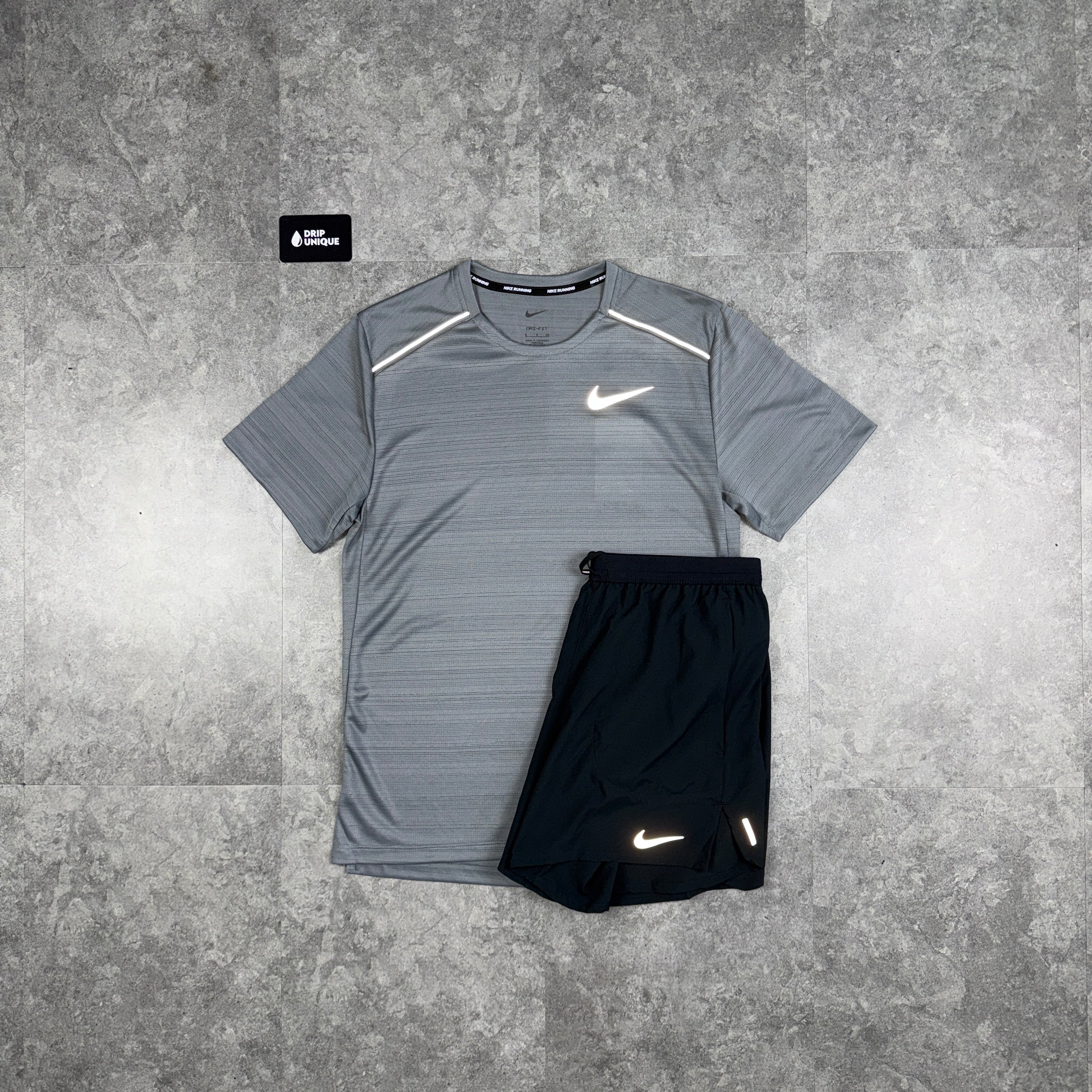 nike grey shorts and crop top set