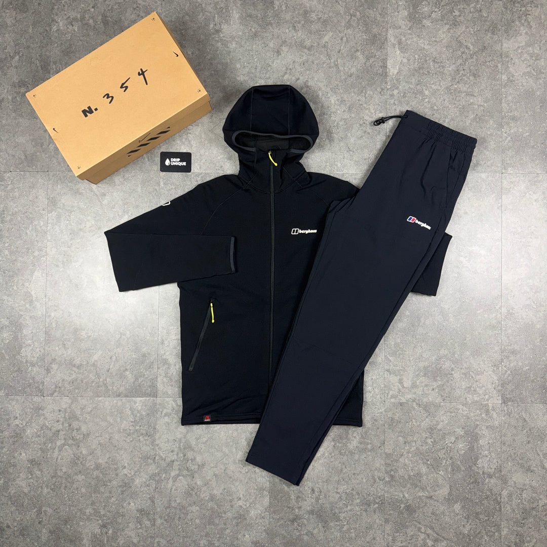 Berghaus Kinetic Powerstretch Jacket Black & Black Theran Pants Set, berghaus jacket set, dripuniqueuk