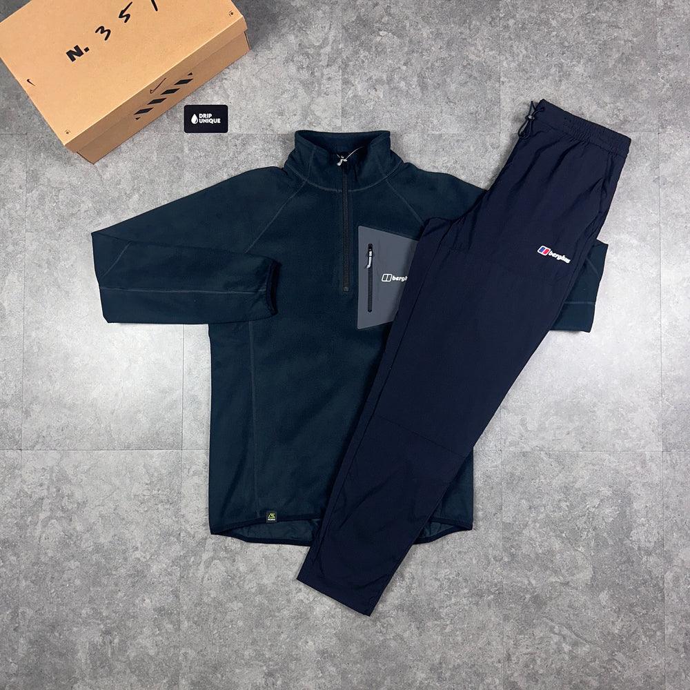 Berghaus Tathwell Fleece 1/4 Zip Black & Black Theran Plus Pants Set, Berghaus Sets, dripuniqueuk