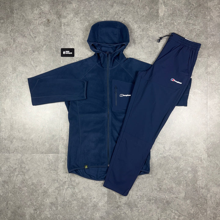 Berghaus Tathwell Fleece Hooded Jacket Navy & Navy Theran Plus Pants Set, dripuniqueuk