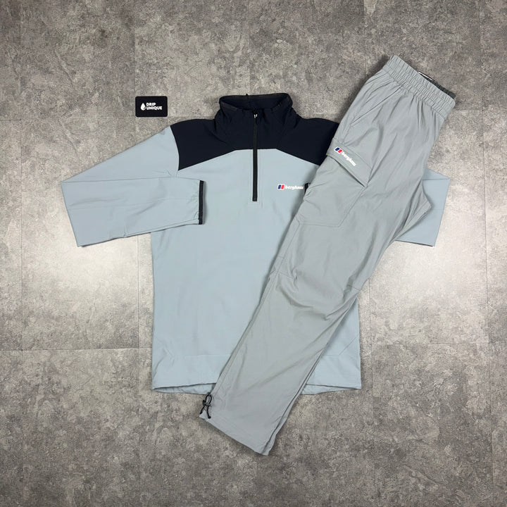 Berghaus Terrain Trek 1/4 Zip Light Grey & Grey Theran Plus Pants Set, dripuniqueuk