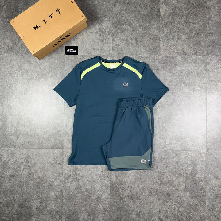 Cruyff Agate T-Shirt Slate Green & Green Agate Shorts Set, cruyff set, dripuniqueuk