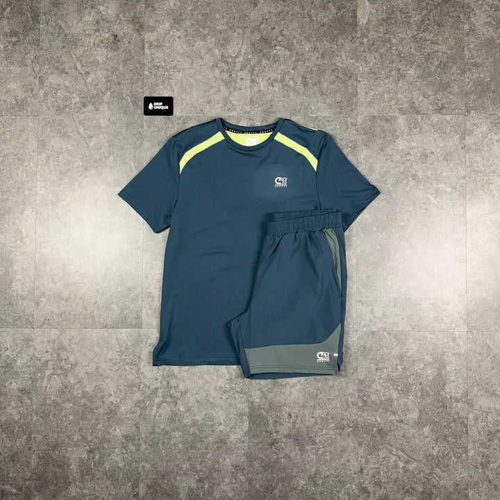 Cruyff Agate T-Shirt Slate Green & Green Agate Shorts Set, cruyff tshirt set, dripuniqueuk