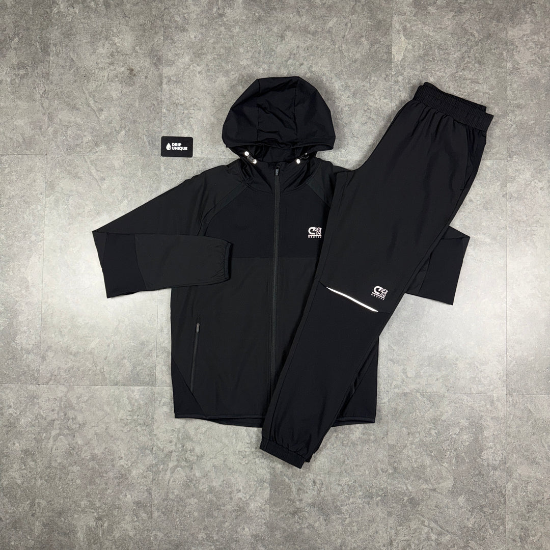 Cruyff Agate Windrunner Jacket Black & Black Agate Pants Set, cruyff set, dripuniqueuk