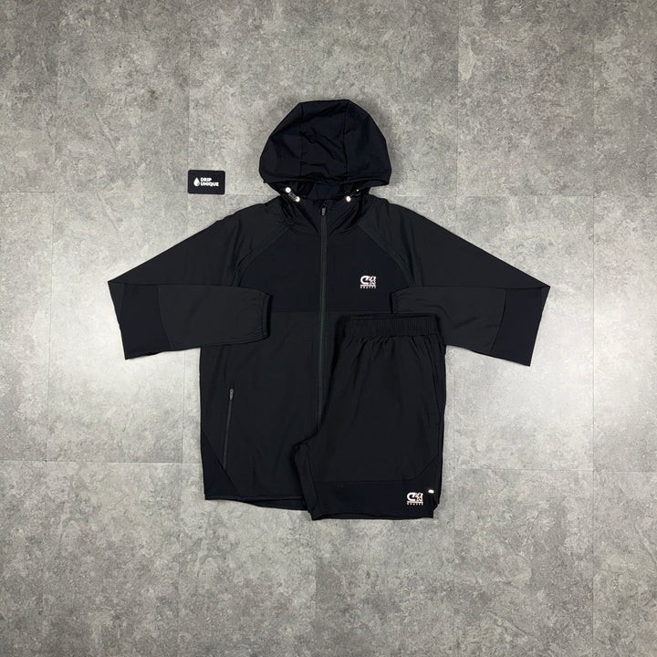 Cruyff Agate Windrunner Jacket Black & Black Agate Shorts Set, cruyff set, dripuniqueuk