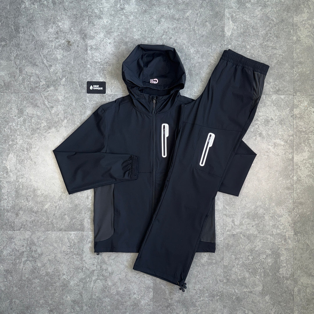 Cruyff Magnitude Windrunner Jacket Black & Black Magnitude Pants Set, cruyff set, dripuniqueuk