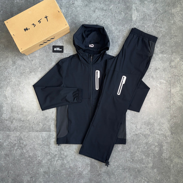 Cruyff Magnitude Windrunner Jacket Black & Black Magnitude Pants Set, cruyff tracksuit, dripuniqueuk