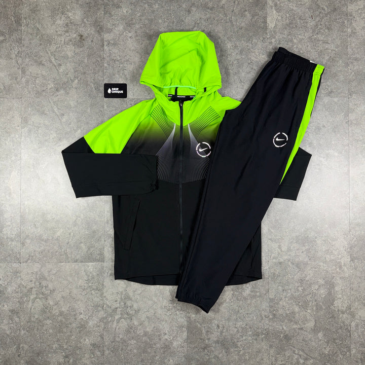 Nike Repel Miler Windrunner Jacket Neon & Neon Nike Challenger Pants Set