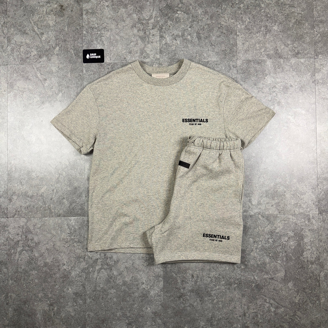 Essentials SS22 T-Shirt Dark Oat & Dark Oat Shorts Set, essentials ss22 set, dripuniqueuk