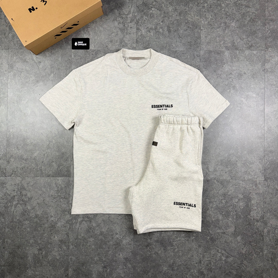 Essentials SS22 T-Shirt Light Oatmeal & Light Oatmeal Shorts Set, essentials ss22 set, dripuniqueuk