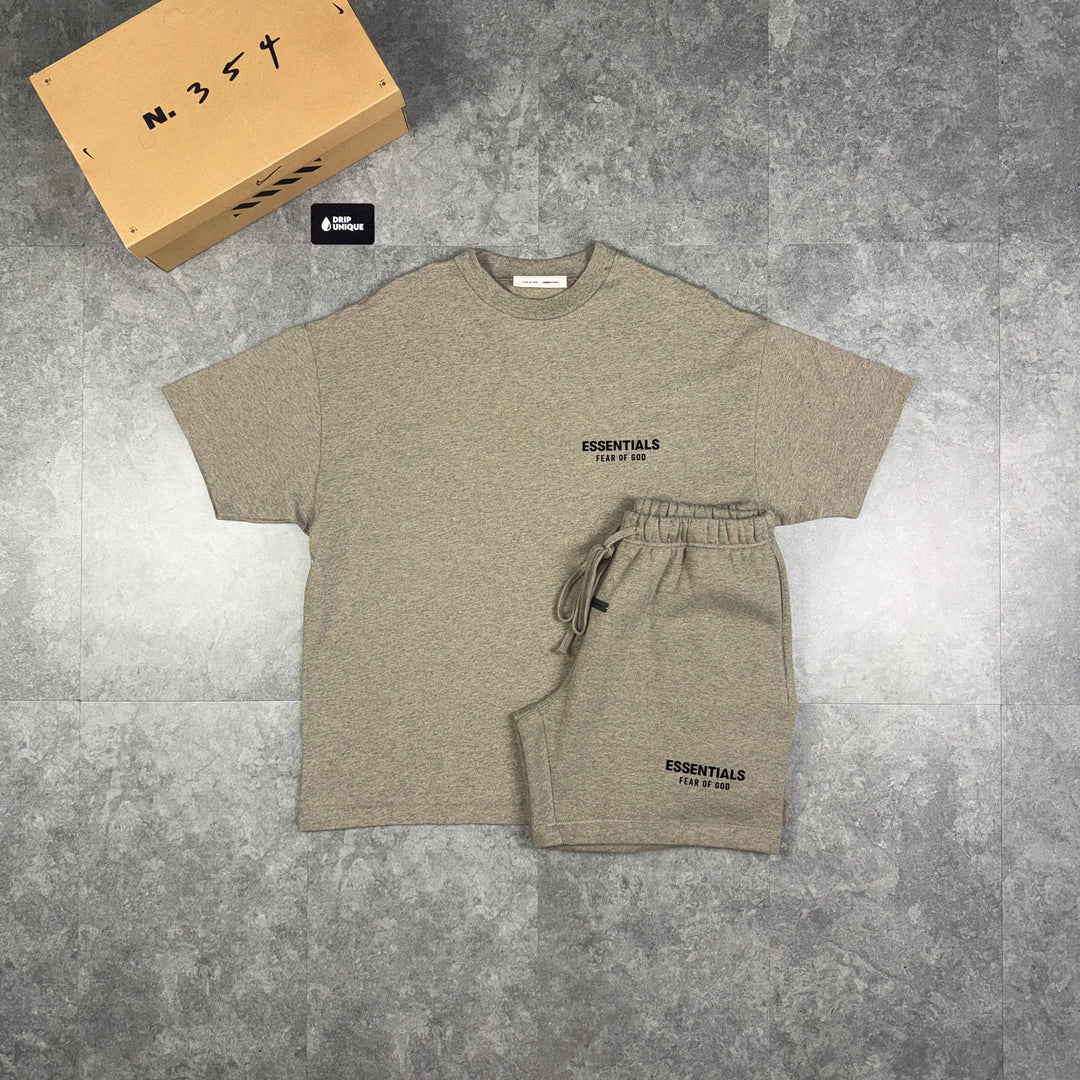 Essentials SS25 T-Shirt Heather & Heather Shorts Set, essentials tshirt set, dripuniqueuk