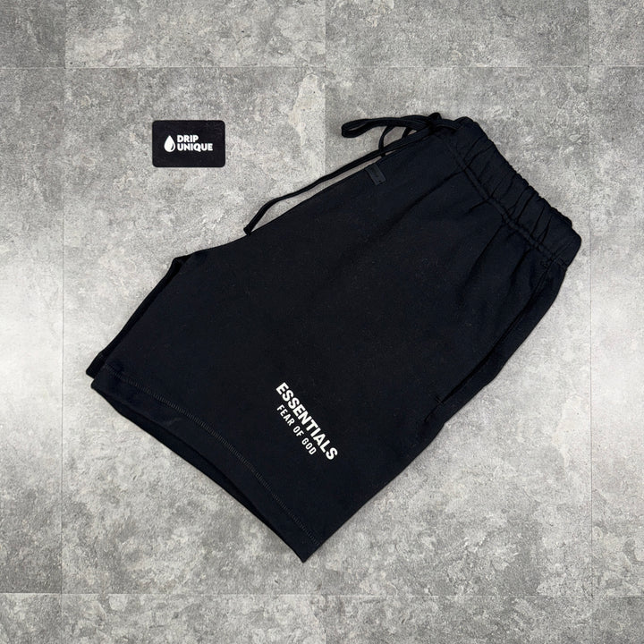 Essentials Shorts Jet Black, essentials shorts, dripuniqueuk