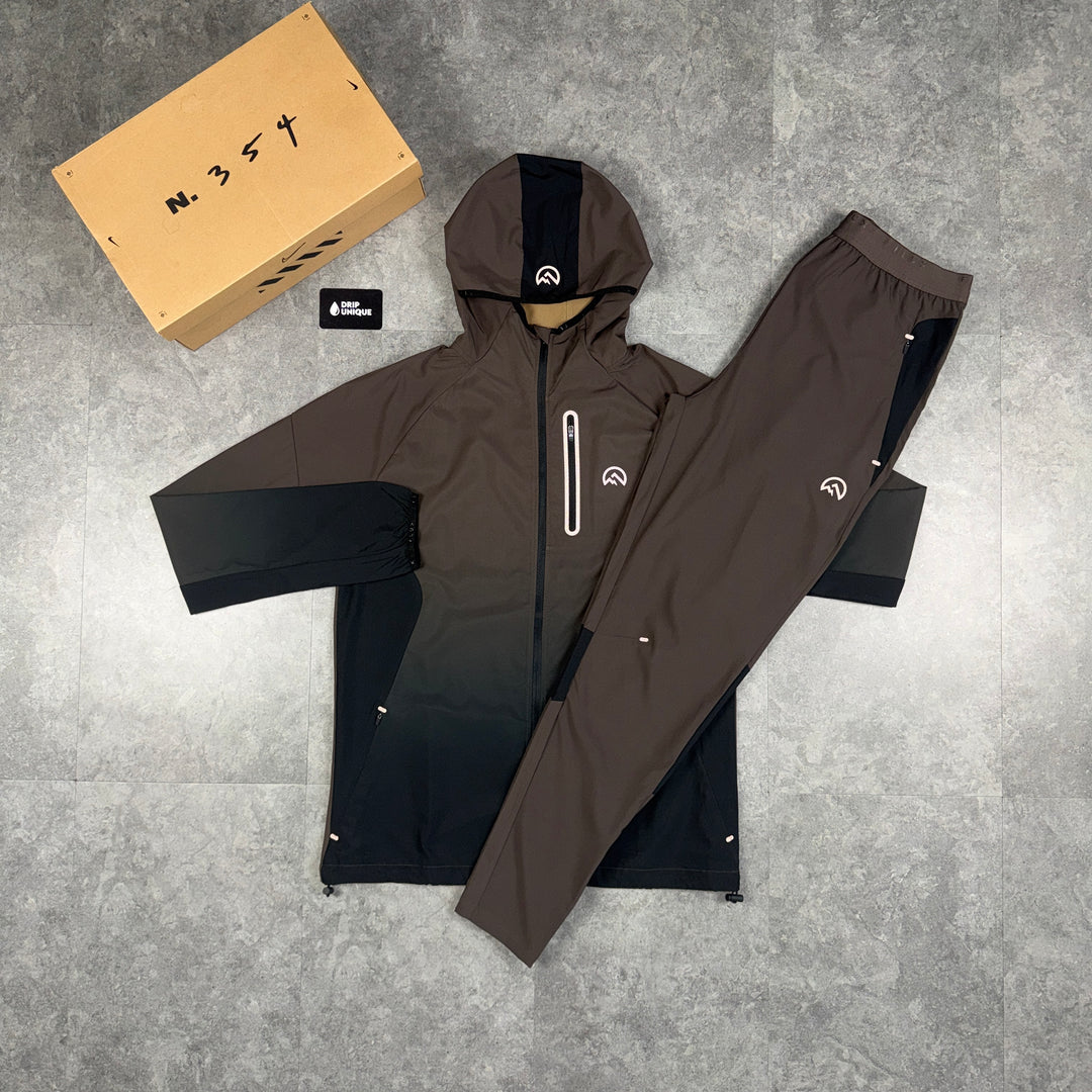 Flux Gradient Windrunner Jacket Chocolate / Black & Chocolate Gradient Pants Set, flux jacket set, dripuniqueuk