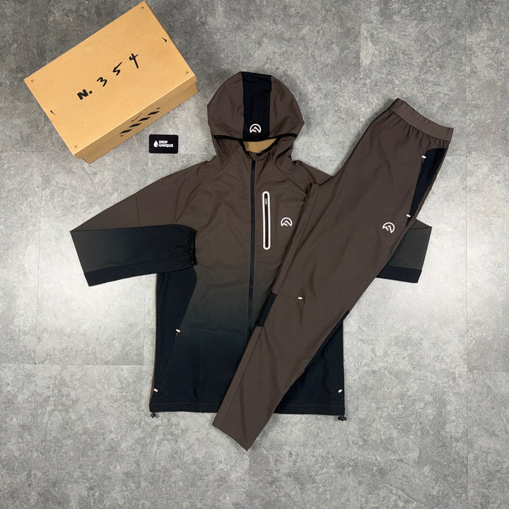 Flux Gradient Windrunner Jacket Chocolate / Black & Chocolate Gradient Pants Set, flux jacket set, dripuniqueuk
