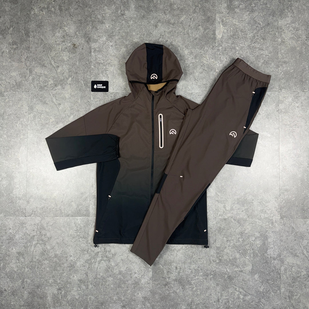 Flux Gradient Windrunner Jacket Chocolate / Black & Chocolate Gradient Pants Set, flux set, dripuniqueuk