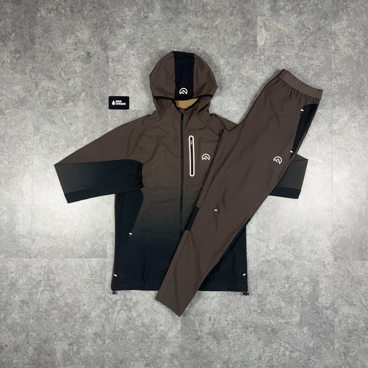 Flux Gradient Windrunner Jacket Chocolate / Black & Chocolate Gradient Pants Set, flux set, dripuniqueuk