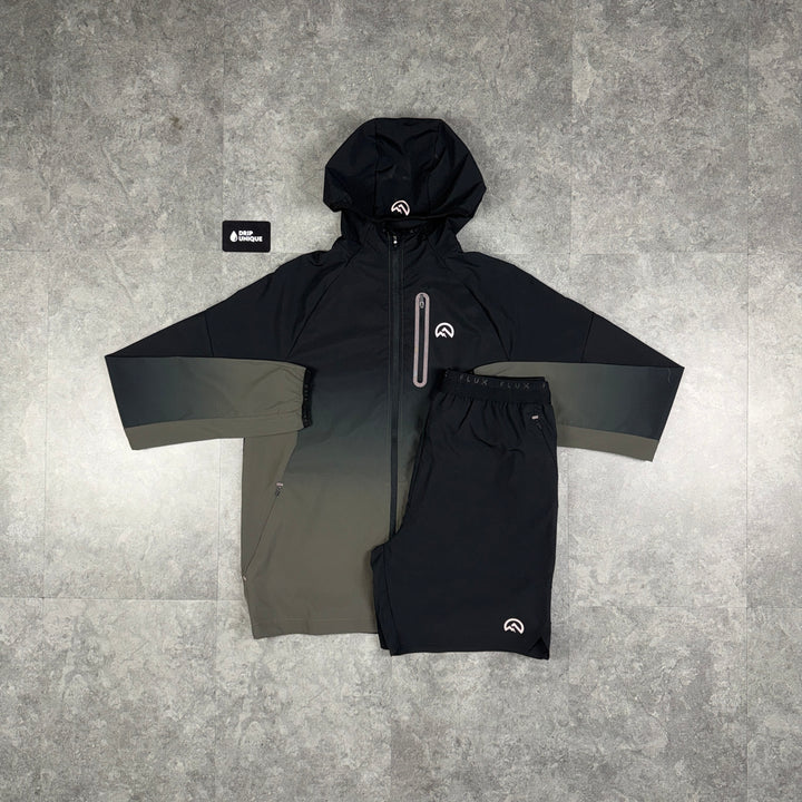 Flux Gradient Windrunner Jacket Graphite / Black & Black Shorts Set, flux set, dripuniqueuk