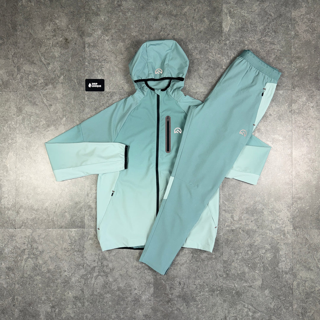 Flux Gradient Windrunner Jacket Sage Green & Green Gradient Pants Set, flux set, dripuniqueuk