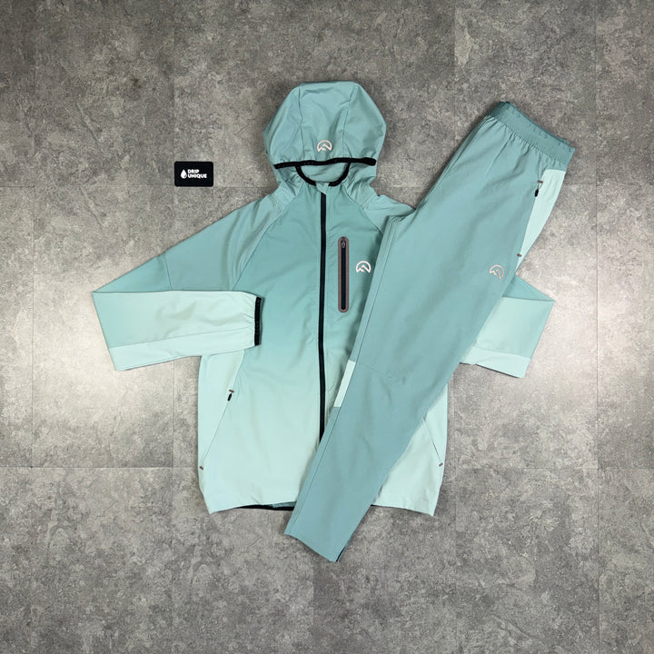 Flux Gradient Windrunner Jacket Sage Green & Green Gradient Pants Set, flux set, dripuniqueuk
