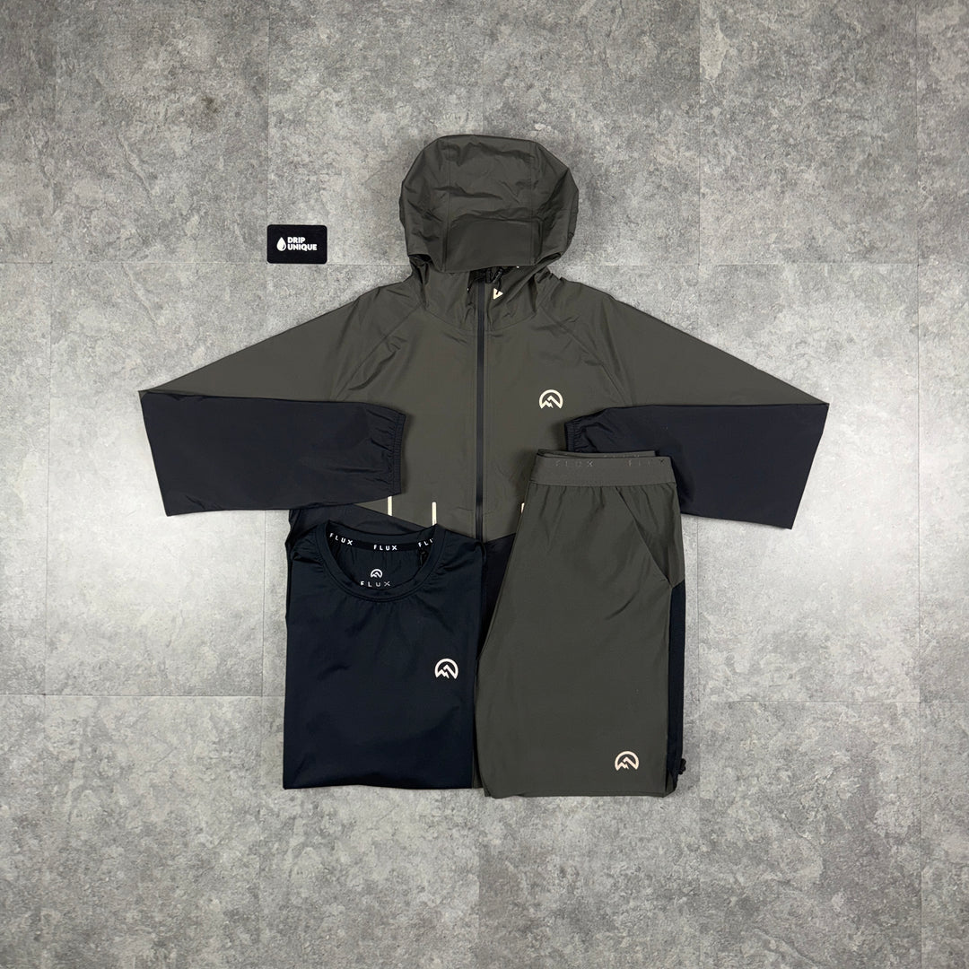 Flux Waterproof Madge Windrunner Charcoal / Black Bundle, flux 3 piece, dripuniqueuk