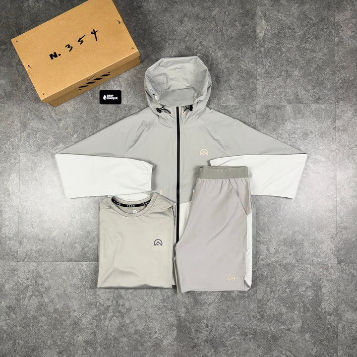 Flux Waterproof Madge Windrunner Concrete / Silver Bundle, flux set, dripuniqueuk