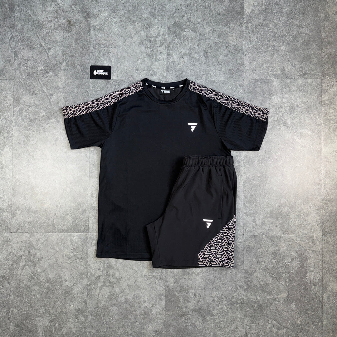 GRIID Motion T-Shirt Black & Black Motion Shorts Set, griid set, dripuniqueuk