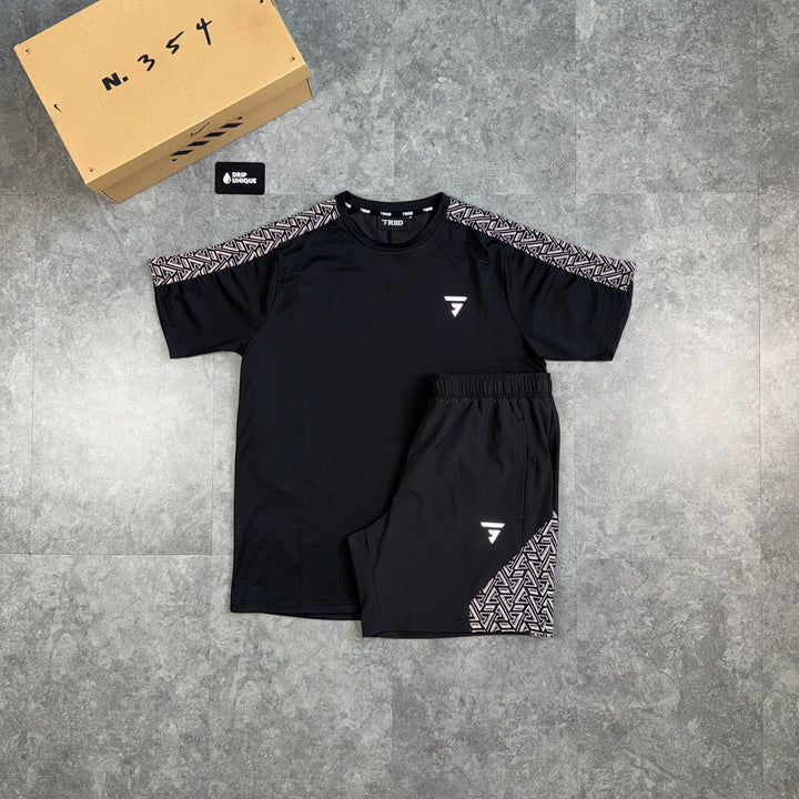GRIID Motion T-Shirt Black & Black Motion Shorts Set, griid tshirt set, dripuniqueuk