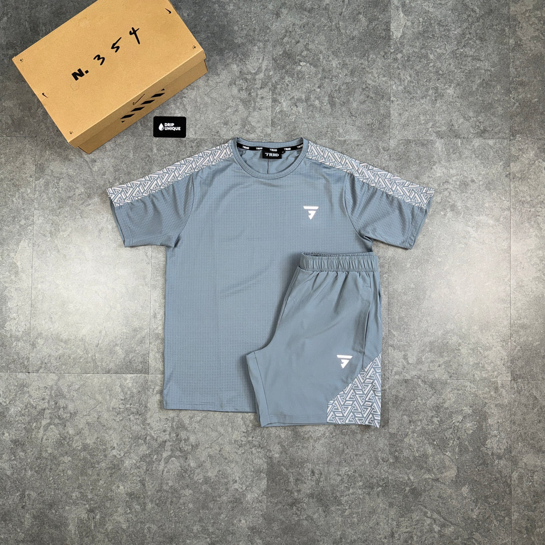 GRIID Motion T-Shirt Grey & Grey Motion Shorts Set, griid tshirt set, dripuniqueuk