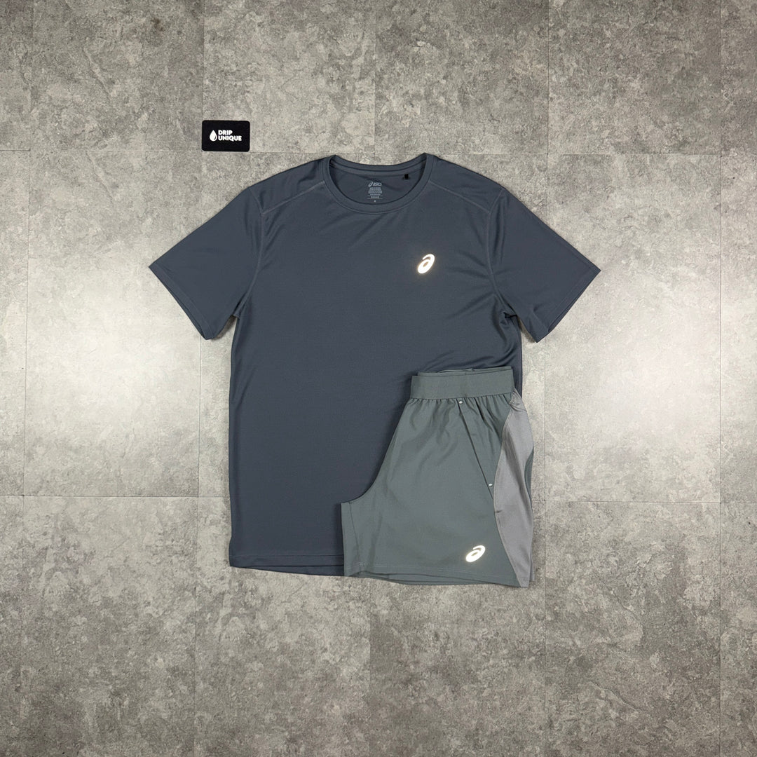Asics Core T-Shirt Grey & Grey Core Shorts Set, asics set, dripuniqueuk