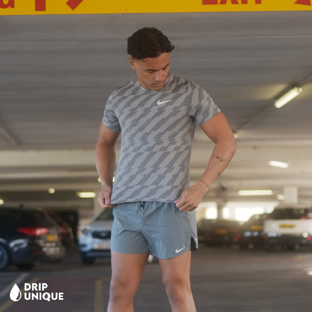 Jacquard Nike Miler T-Shirt Grey, Nike Miler T Shirt, dripuniqueuk