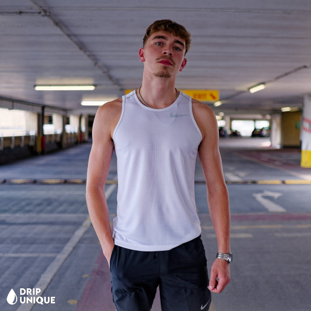 Nike Miler Vest Ice White Black Flex Stride Shorts Set dripuniqueuk
