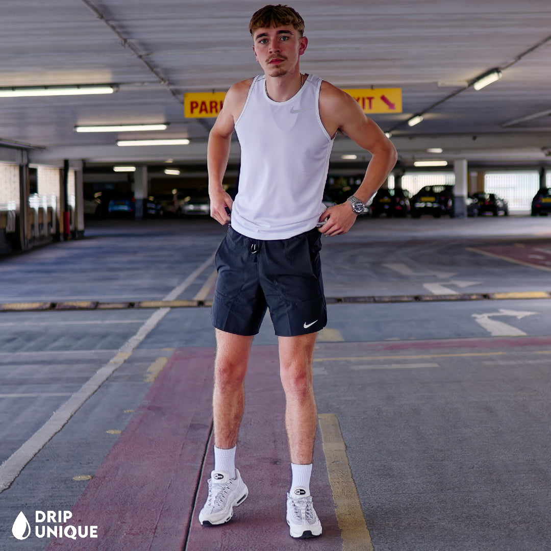 Nike Miler Vest Ice White Black Flex Stride Shorts Set dripuniqueuk