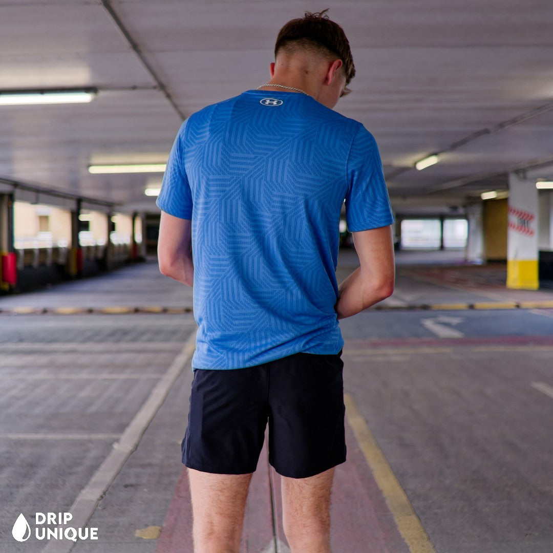 Mens Under Armour Geo Tessa Vent T-Shirt Blue, Under Armour T Shirts, dripuniqueuk