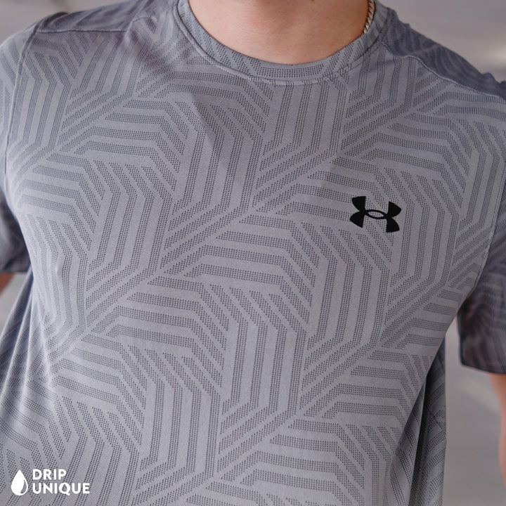 Mens Under Armour Geo Tessa Vent T-Shirt Grey, Mens T Shirts Under Armour, dripuniqueuk