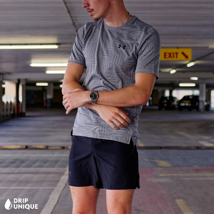 Mens Under Armour Geo Tessa Vent T-Shirt Grey, Under Armour UK, dripuniqueuk