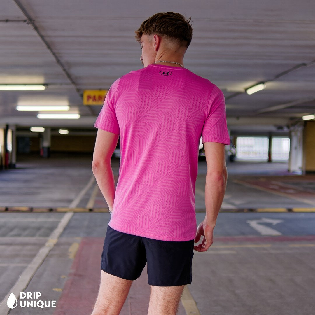 Mens Under Armour Geo Tessa Vent T-Shirt Pink, Mens T Shirts Under Armour, dripuniqueuk