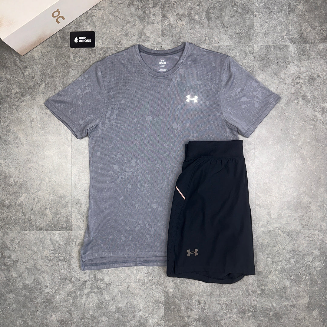 Men's Under Armour Splash T-Shirt Grey & Launch Speedpocket Shorts Set, dripuniqueuk
