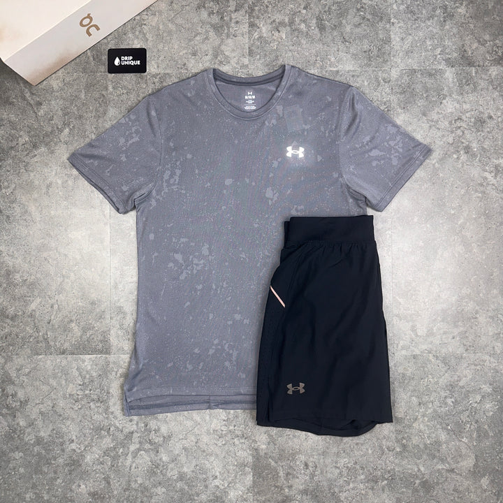 Men's Under Armour Splash T-Shirt Grey & Launch Speedpocket Shorts Set, dripuniqueuk