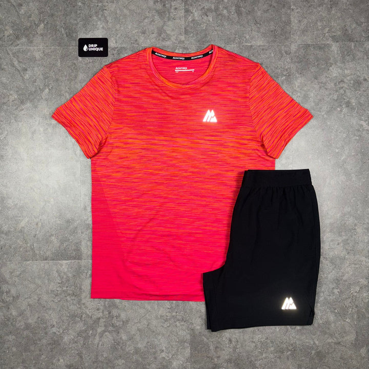 Montirex Seamless T-Shirt Orange / Hot Pink & Black Fly 2.0 Shorts Set, Montirex Sets, dripuniqueuk