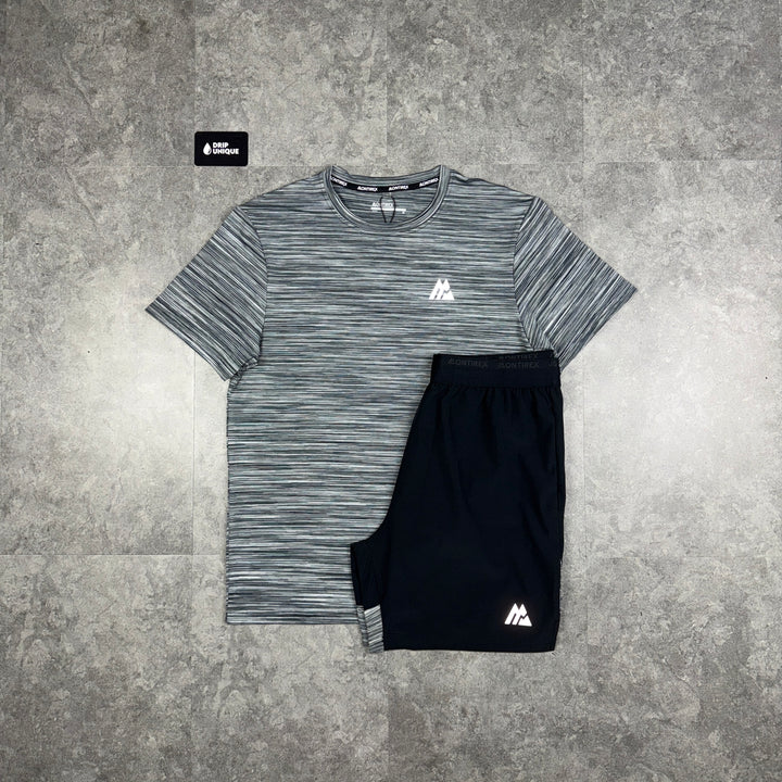 Montirex Trail 2.0 T-Shirt Black / Grey & Black / Grey Panel 2.0 Shorts Set, Montirex Sets, dripuniqueuk