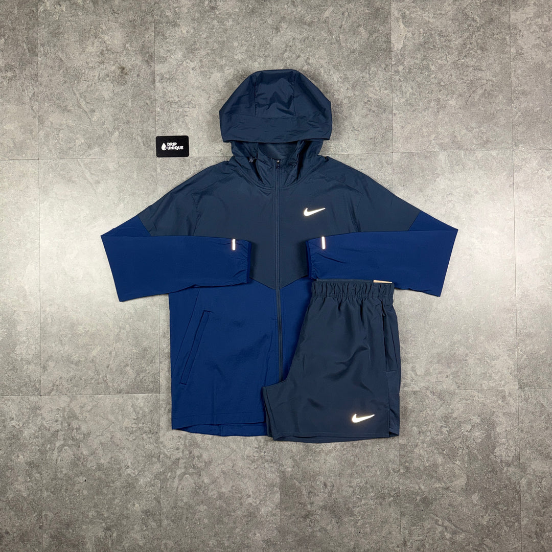Nike UV Windrunner Jacket Thunder Blue & Blue Challenger Shorts Set, nike set, dripuniqueuk