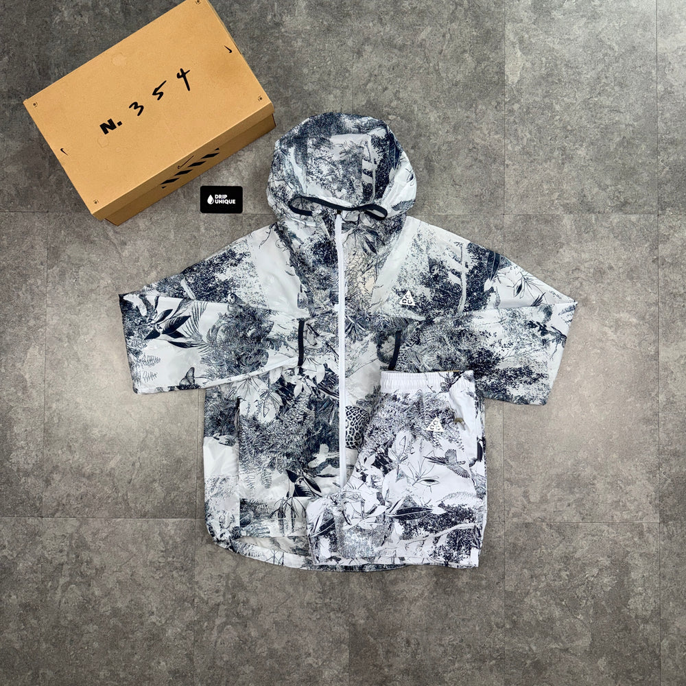 Nike ACG Cinder Cone Windrunner Jacket Black / White & Black ACG Challenger Shorts Set, nike jacket set, dripuniqueuk