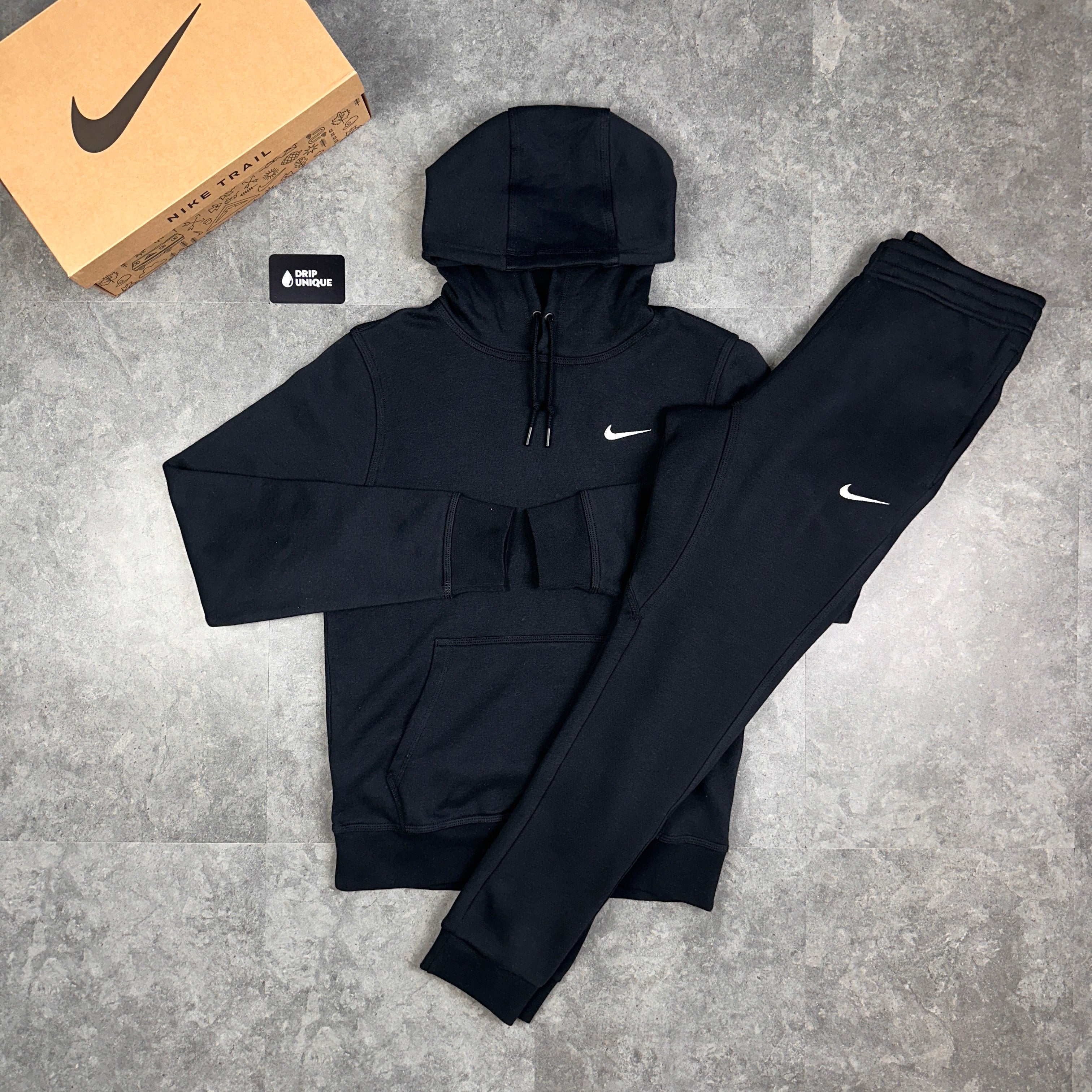 nike black club tracksuit