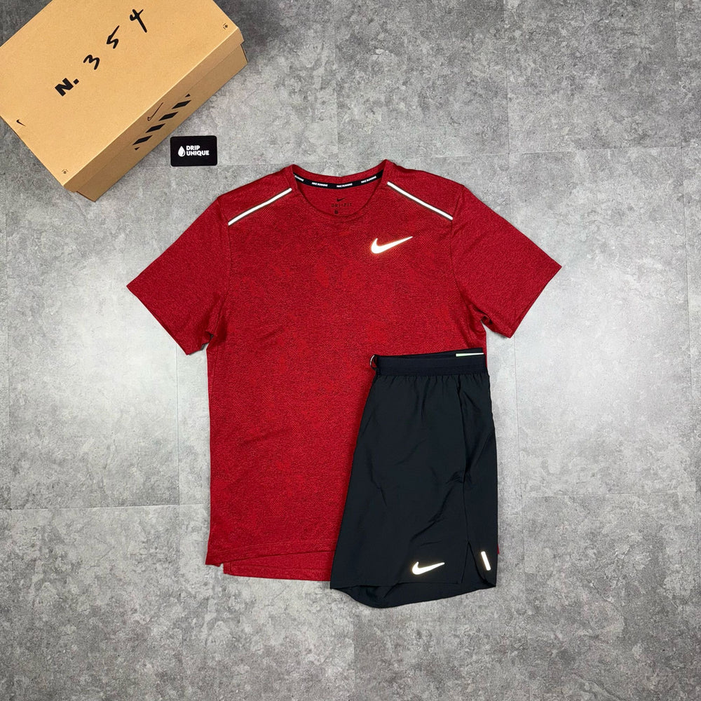 Nike DRY Jacquard Miler T-Shirt Red, Nike Miler Set, dripuniqueuk