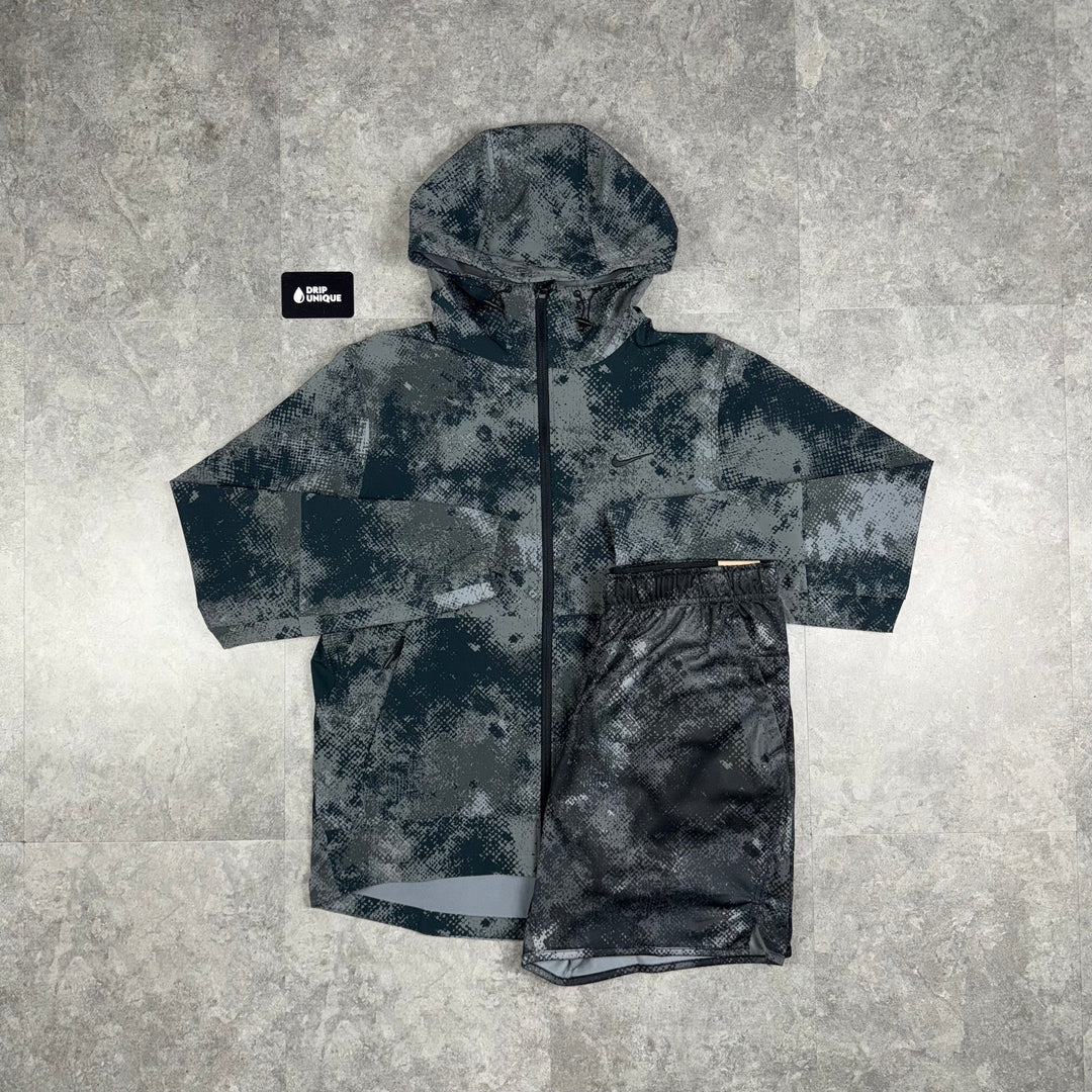 Nike Digital Unlimited Camo Windrunner Jacket Black & Black Camo Shorts Set, Nike Sets for men, dripuniqueuk