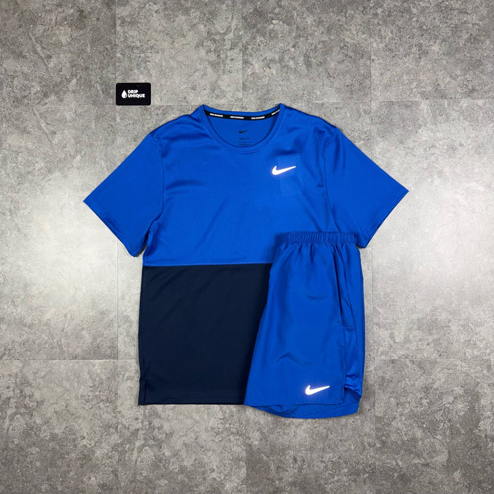 Nike Dri-Fit Breathe T-Shirt Royal Blue & Blue Challenger Shorts Set, Nike Sets, dripuniqueuk 2