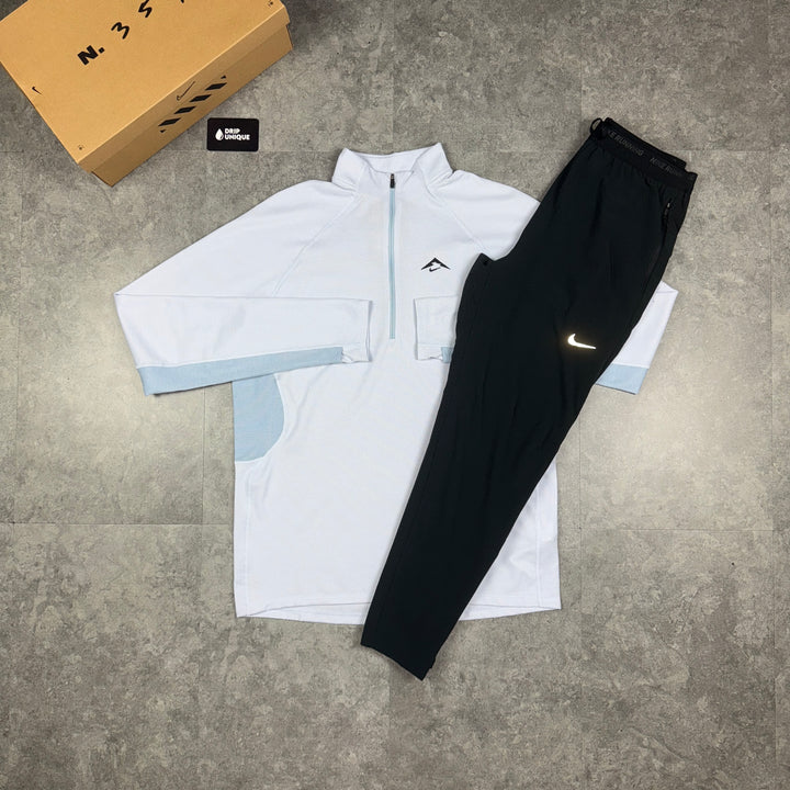 Nike Dri-Fit Element 1/4 Zip Armoury Blue & Black Phenom Pants Set, Nike Sets, dripuniqueuk