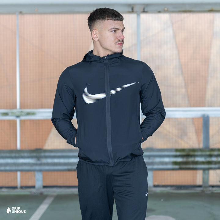 Nike Dri-Fit Form HD Swoosh Windrunner Jacket Black & Black Nike Challenger Pants Set, nike set, dripuniqueuk