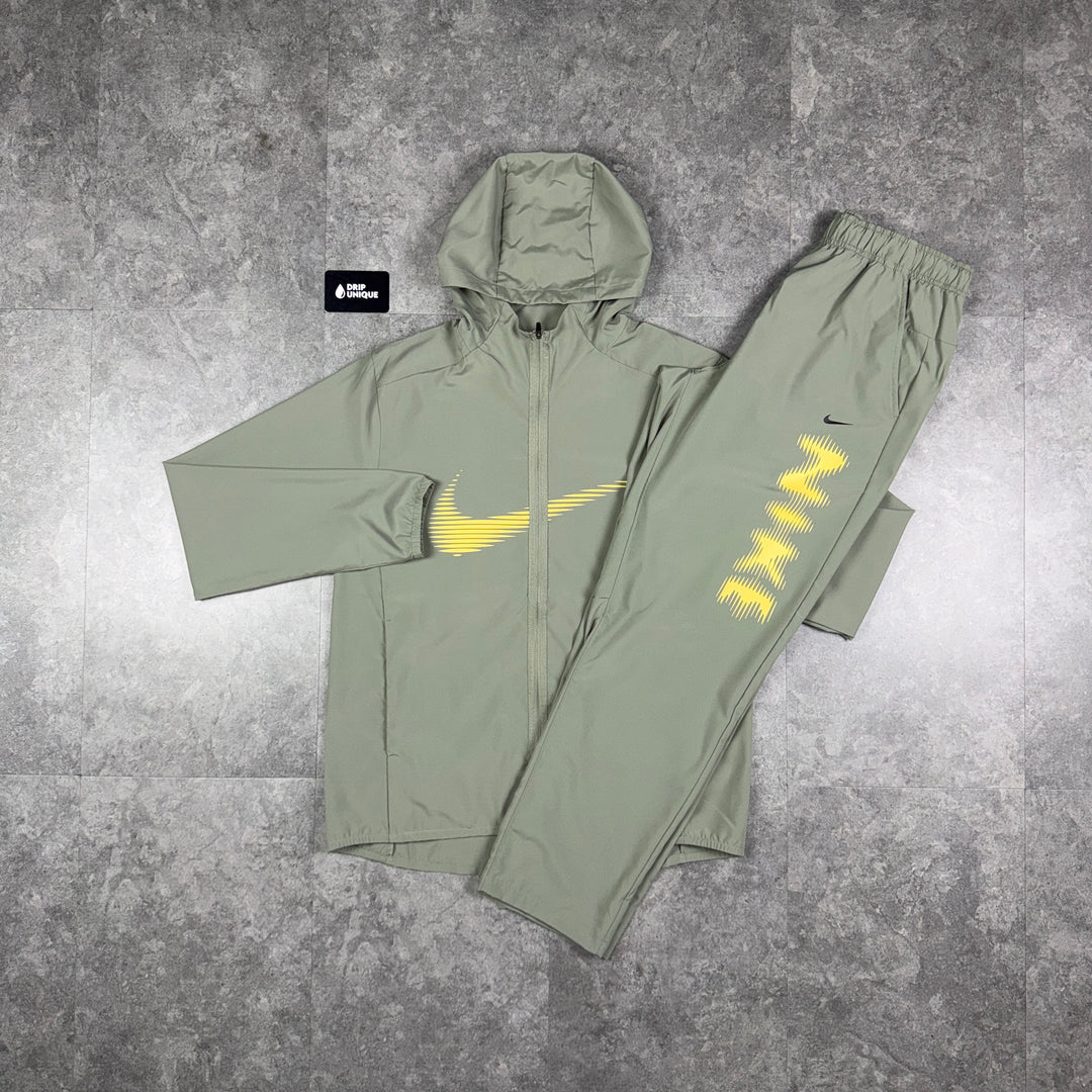 Nike Dri-Fit Form HD Swoosh Windrunner Jacket Khaki & Khaki Nike HD Challenger Pants Set, nike set, dripuniqueuk