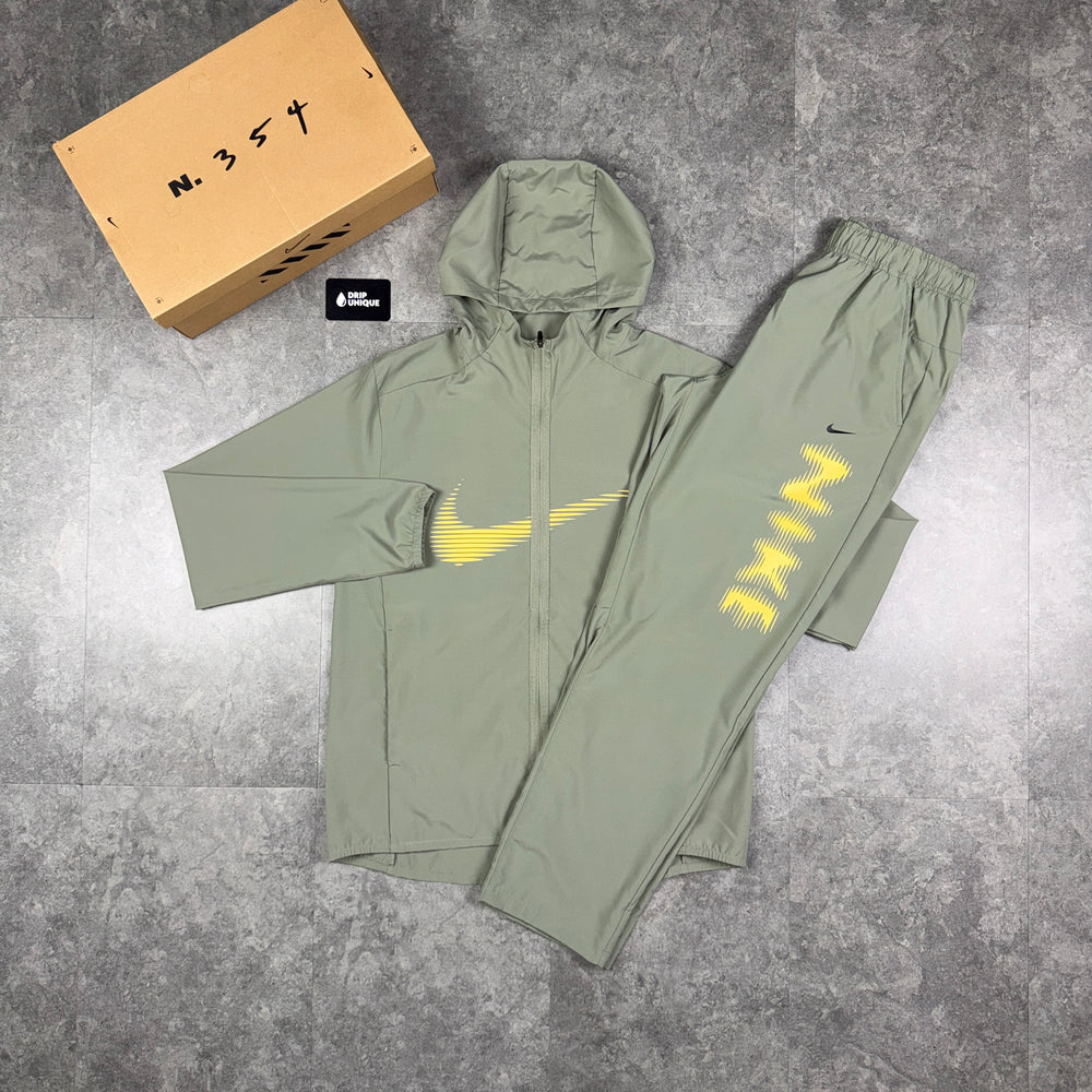 Nike Dri-Fit Form HD Swoosh Windrunner Jacket Khaki & Khaki Nike HD Challenger Pants Set, nike tracksuit, dripuniqueuk